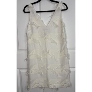 Anthropologie Maeve White Fringe Sleeveless Short Sheath Dress Women's Size 2